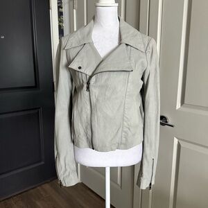 NSF Light Gray Classic Fit Leather Moto Jacket Size M